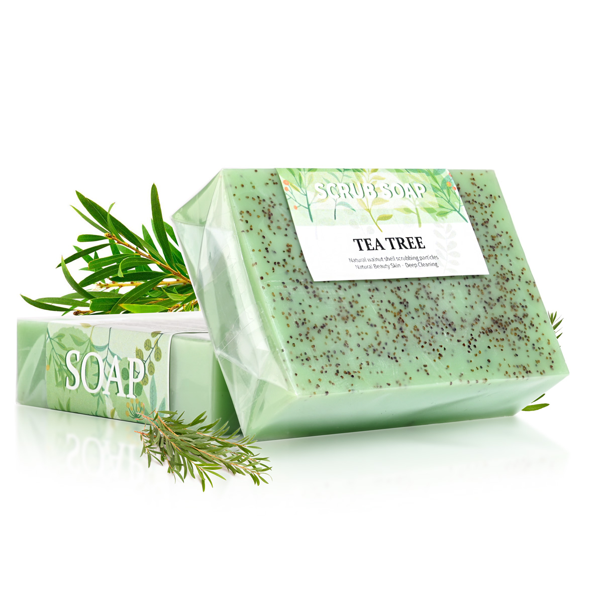 Soap Making Olive Oil - M+100G สบู่ฟองน้ำมันทีทรี ครีมไวท์เทนนิ่งทำมือจากธรรมชาติ ช่วยผลัดเซลล์ผิวและลดสิว ยอดขายอันดับหนึ่ง
