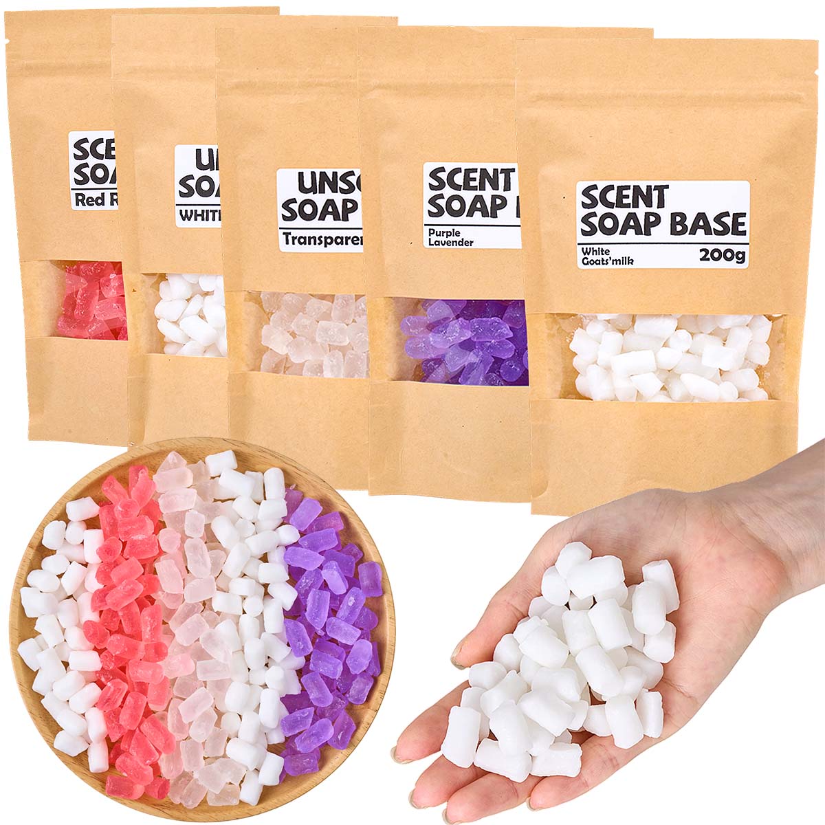 Soap Making Glycerin Base - เบสสบู่กลีเซอรีนสี 200 กรัม สำหรับทำสบู่แฮนด์เมด DIY กลิ่นกุหลาบ