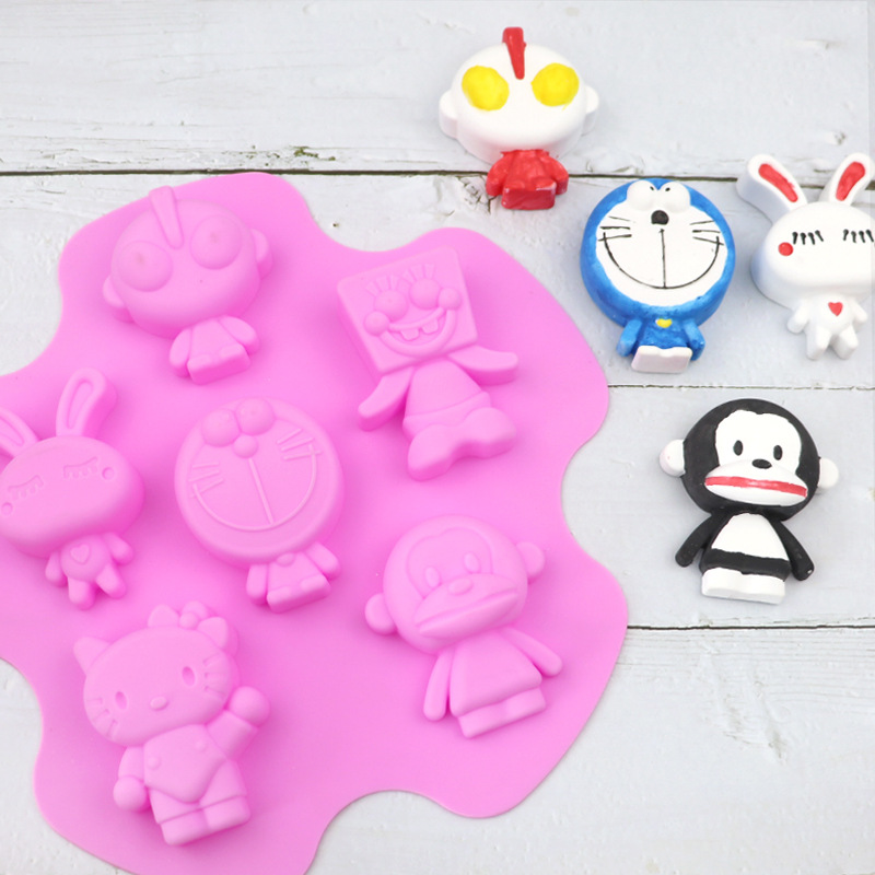 Soap Mold Silicone Loaf - 1PCS ReadStar 6CA103RD041 6 ฟันผุการ์ตูนตัวอักษรเค้กซิลิโคนแม่พิมพ์ 6