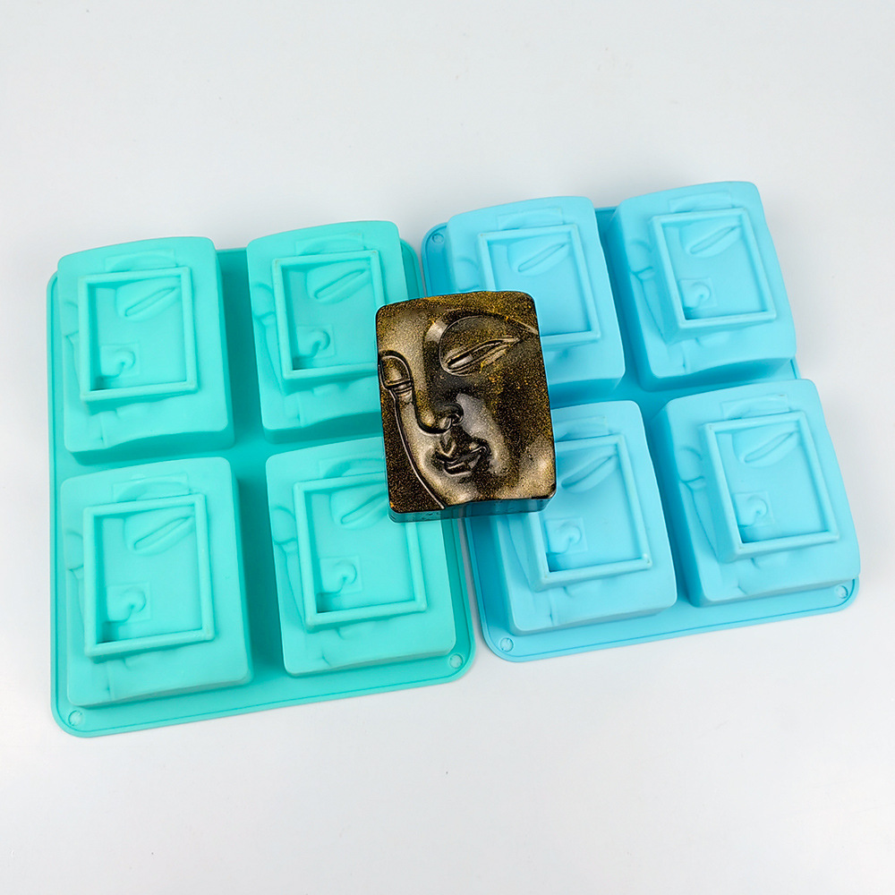 Soap Mold Silicone Loaf - แม่พิมพ์แม่พิมพ์สบู่ซิลิโคนรูปพระพุทธรูปทำมือสบู่ถูหน้า4รูเครื่องมือทำก้อนเค้กช็อคโกแลตแบบทำมือ
