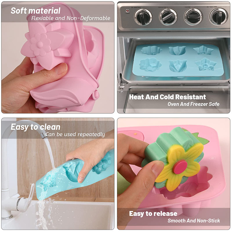 แม่พิมพ์เค้กดอกไม้ซิลิโคน 6-Ca - Soap Making Websites บทวิจารณ์และราคา